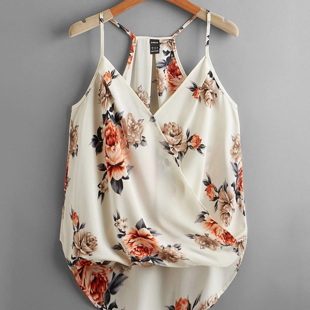 New Floral Print High Low Hem Cami Top Flower 226